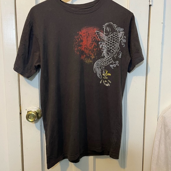 Other - Men’s Small Grey Crewneck Shortsleeved Tshirt w Koi Sun Graphic Image Preloved